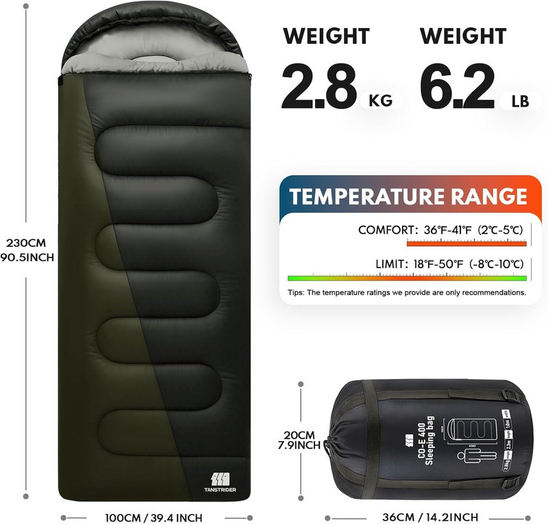 TANSTRIDER 0 Degree XXL Winter Sleeping Bags for Adults Cold Weather,Camping Sleeping Bag for Kids with Compression Sack,4 Season Camping Essentials Gear for Hiking,Traveling,Outdoor,Backpacking - Image 2